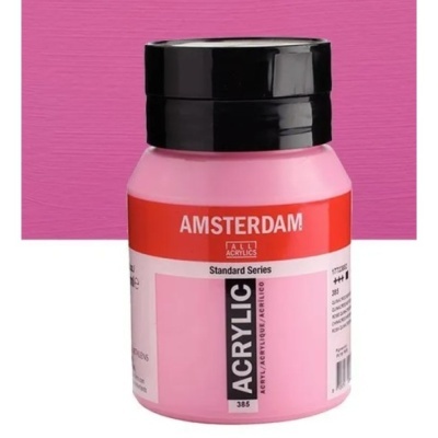 Frasco rosa de tinta acrílica Amsterdam com tampa preta