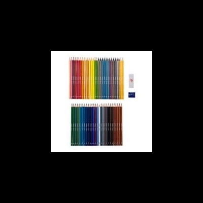 Conjunto de lápis de cor de madeira coloridos com borracha e apontador