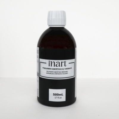 Frasco de diluente sintético Inart 500mL preto com tampa branca