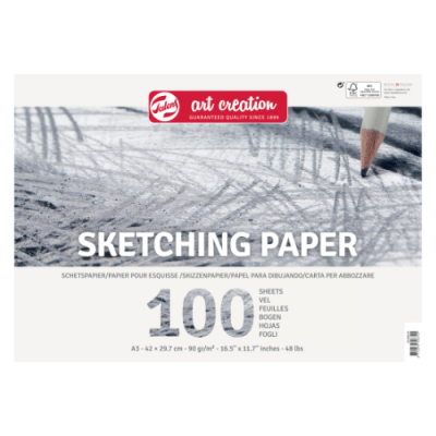 Pacote de papel para esboço Talens Art Creation com lápis desenhando na capa