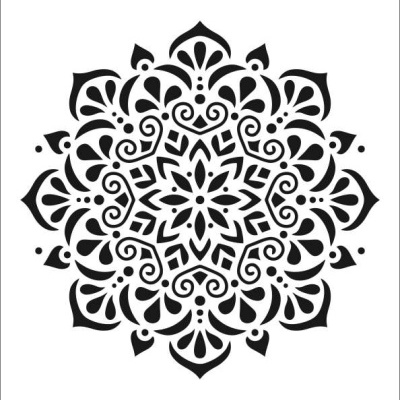 Stencil de padrão mandala preto e branco número 188