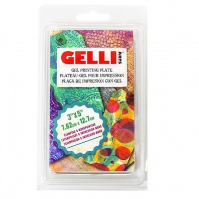 Placa de impressão em gel Gelli Arts embalada em plástico transparente com padrão colorido