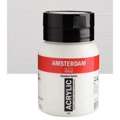 Frasco de tinta acrílica branca Amsterdam com tampa preta