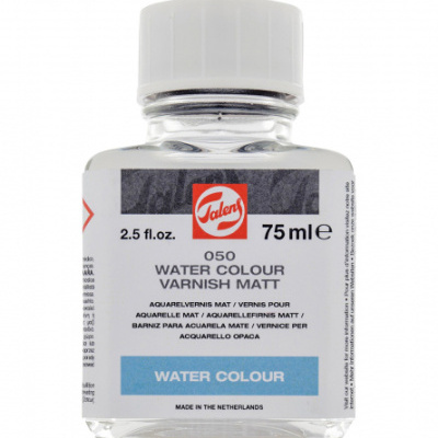 Frasco de verniz mate para aguarela Talens com 75 ml e tampa branca