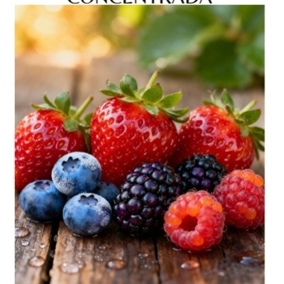 Embalar de essência aromática Frutos do Bosque com imagem de frutos do bosque frescos.