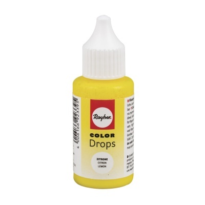 Frasco plástico amarelo com tampa branca e rótulo Color Drops Lemon
