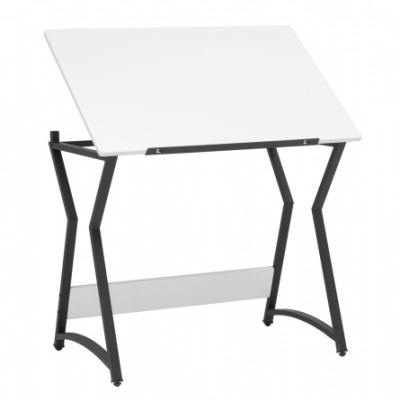 Secretária de desenho inclinável com estrutura metálica preta