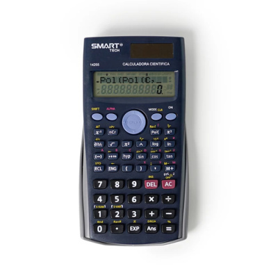 Calculadora científica azul escuro SMART TECH com visor digital e múltiplas funções