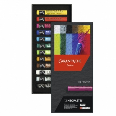 Caixa de 12 pastéis a óleo Caran d'Ache Neopastel com várias cores