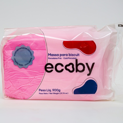 Pacote de massa para biscuit cor de rosa Ecoby em embalagem plástica