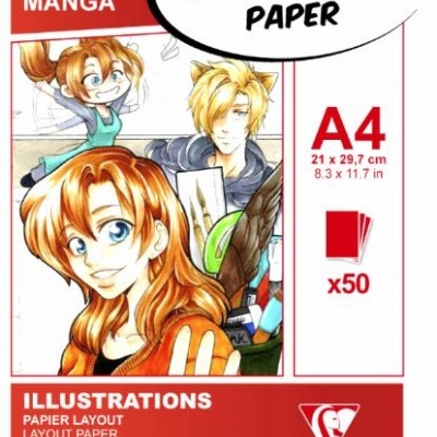 Pacote de papel para desenho manga A4 50 folhas Clairefontaine com ilustrações de personagens manga