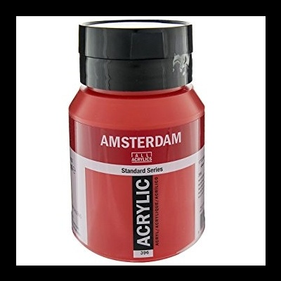 Frasco de tinta acrílica vermelha Amsterdam com tampa preta