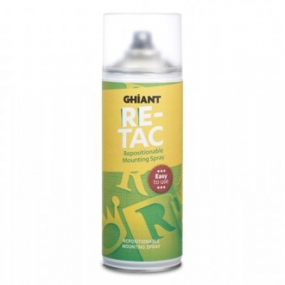 Spray de montagem reposicionável GHIANT RETAC amarelo e verde com tampa transparente