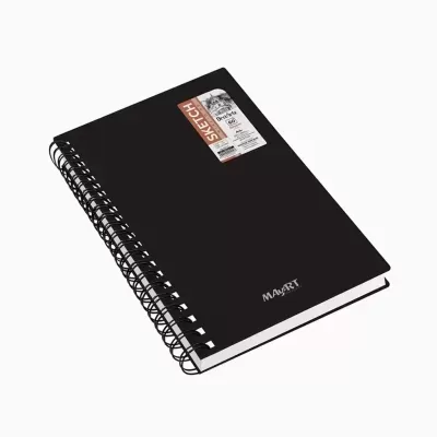 Caderno de desenho sketch com capa preta e espiral
