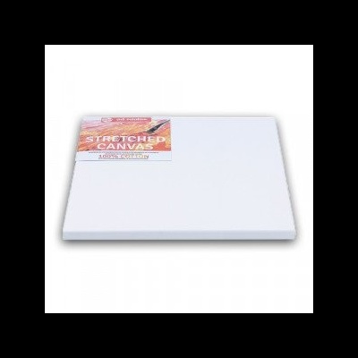 Tela de pintura esticada branca com etiqueta STRETCHED CANVAS 100% COTTON
