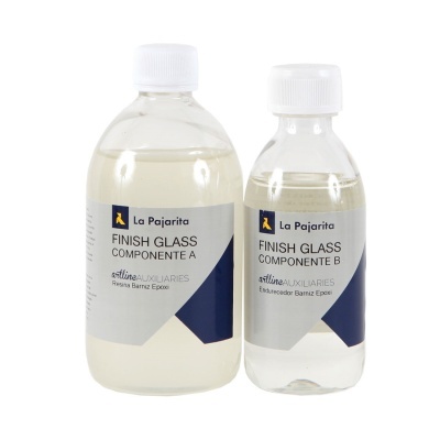 Frascos La Pajarita Finish Glass Componentes A e B com líquidos claros