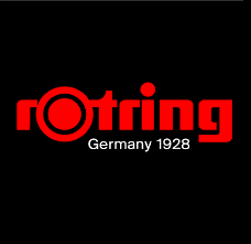 Logótipo vermelho rotring com texto Germany 1928 em fundo preto