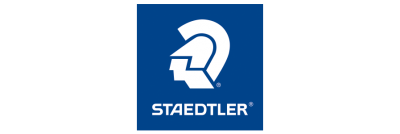 Logótipo STAEDTLER com capacete branco em fundo azul