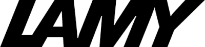 Logótipo da marca LAMY em letras pretas sobre fundo branco