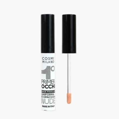 Primer para olhos COSMI MILANO branco com tampa preta e aplicador nude