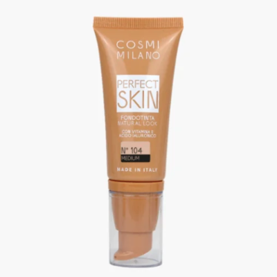 Tubo de base facial COSMI MILANO Perfect Skin cor 104 Medium em embalagem castanha