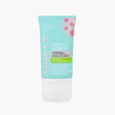 Creme corporal anti celulite em tubo azul e branco