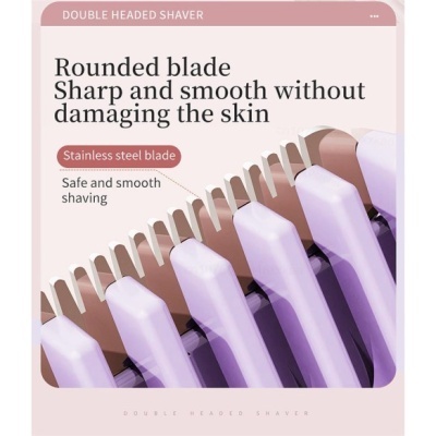 Lâminas de barbear duplas de aço inoxidável com cabeça arredondada para barbear suave e seguro
