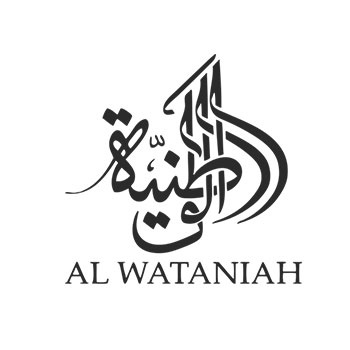 Logotipo com texto árabe e 'AL WATANIAH' em fundo branco