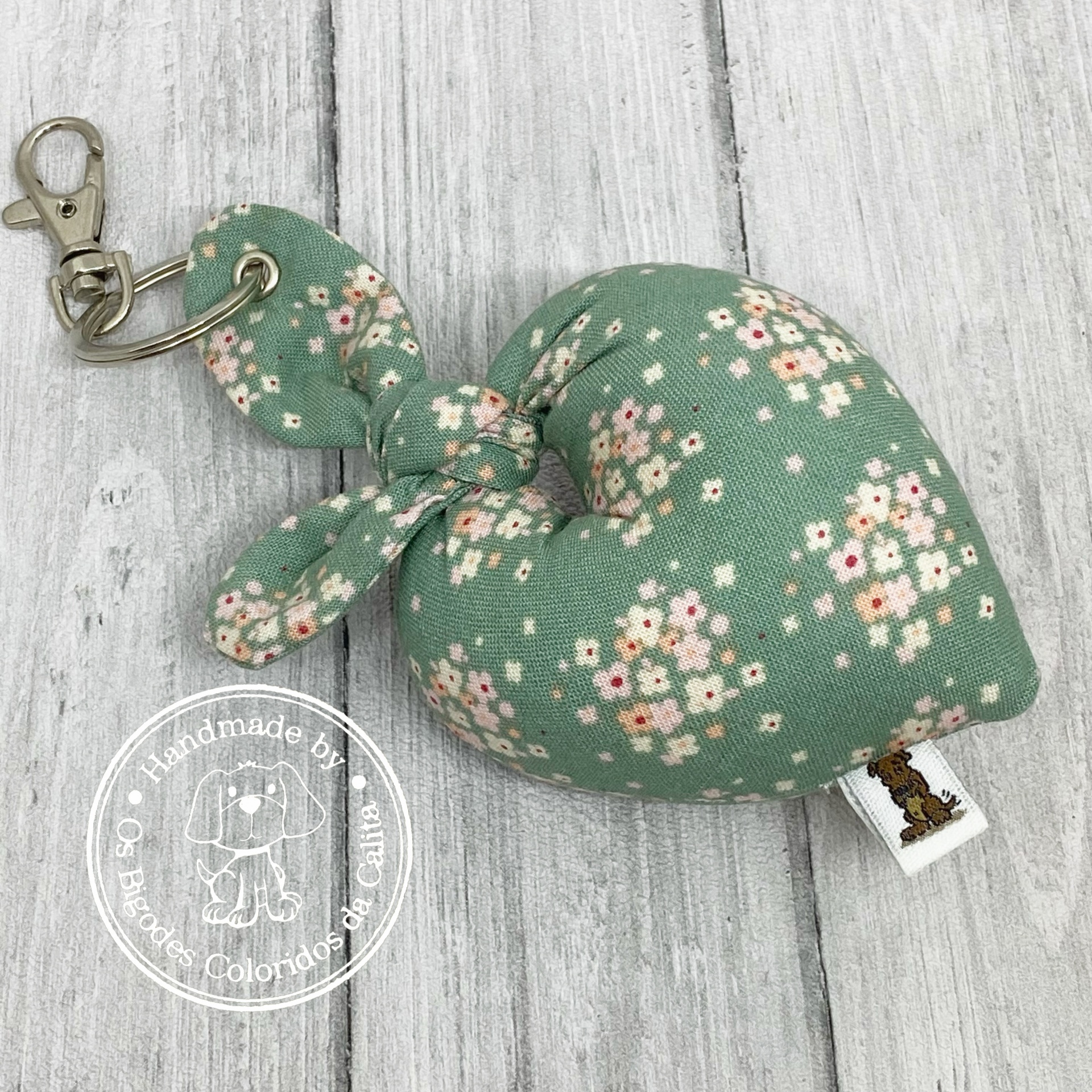 Porta-chaves coração Mini Flowers verde