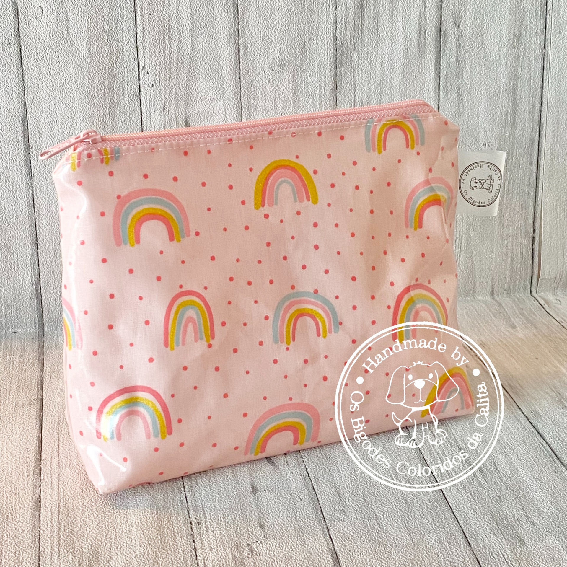 Necessaire Plastificada Pequena Arco Iris com Brilho