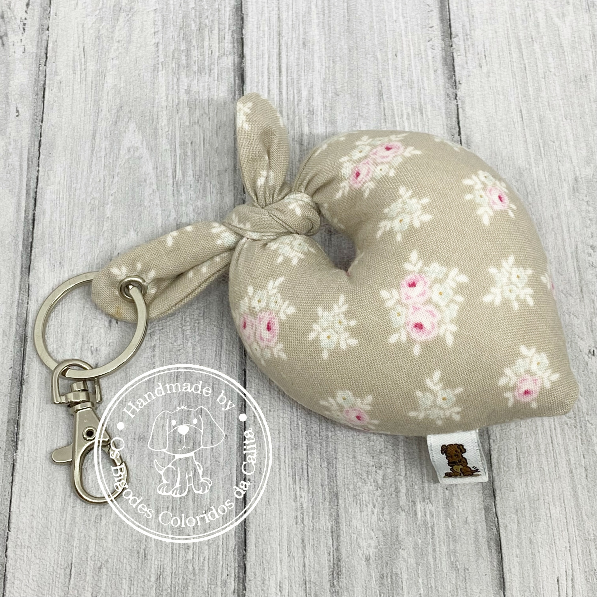 Porta-chaves coração Mini Flowers Cream