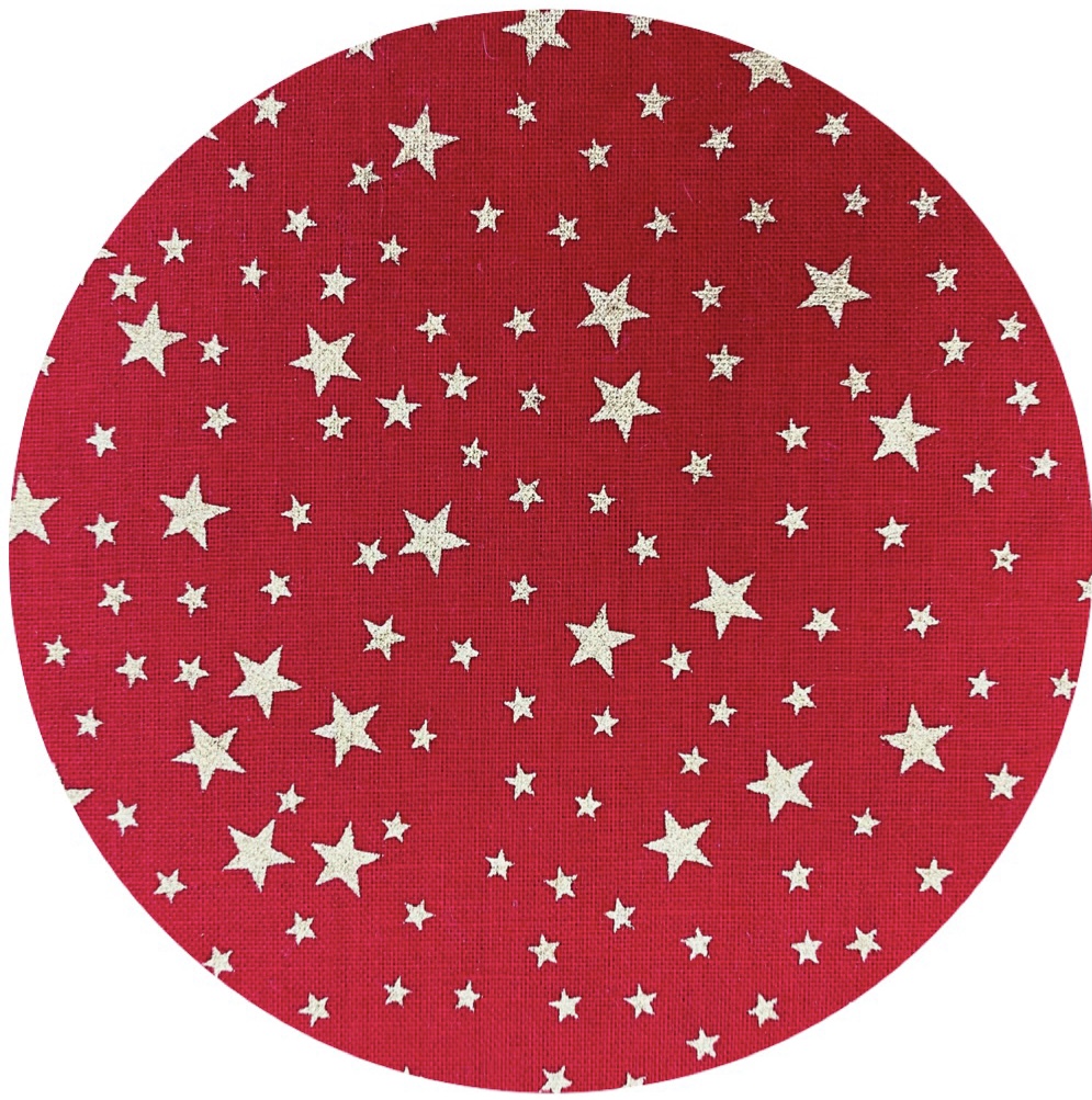 Tecido vermelho com estrelas brancas