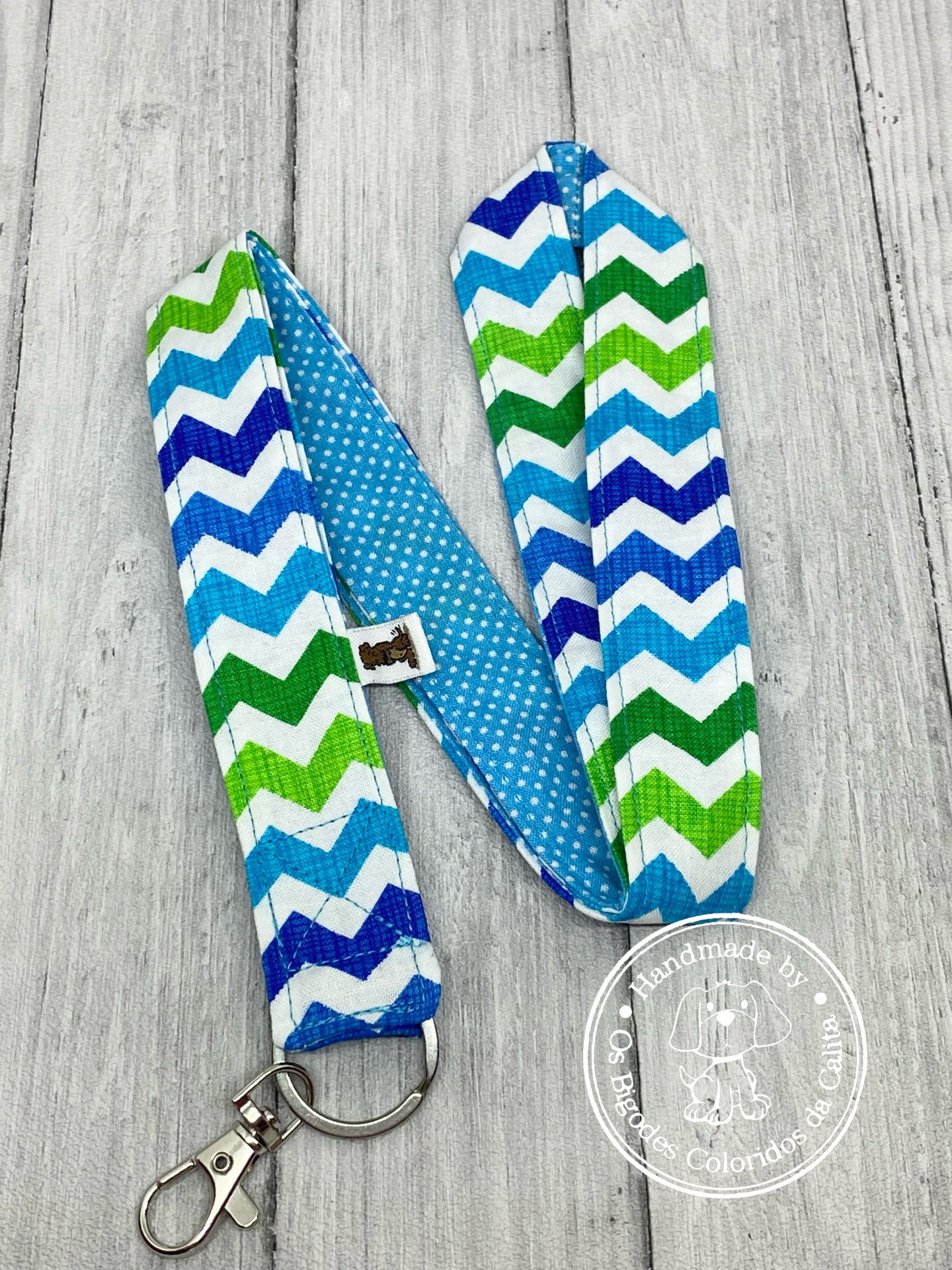 Porta-chaves Fita Comprida Chevron Azul