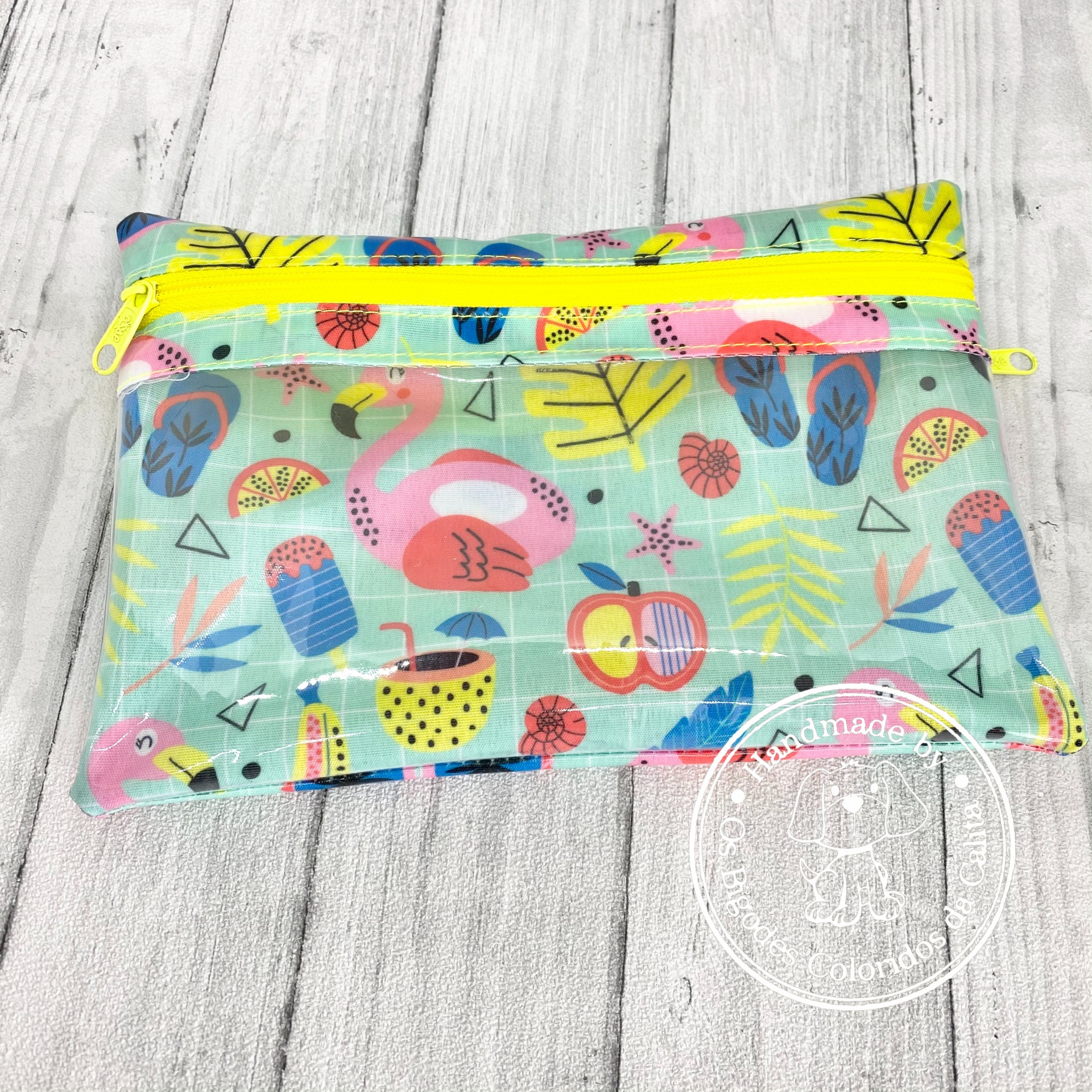 Bolsa Flamingos Verde Água