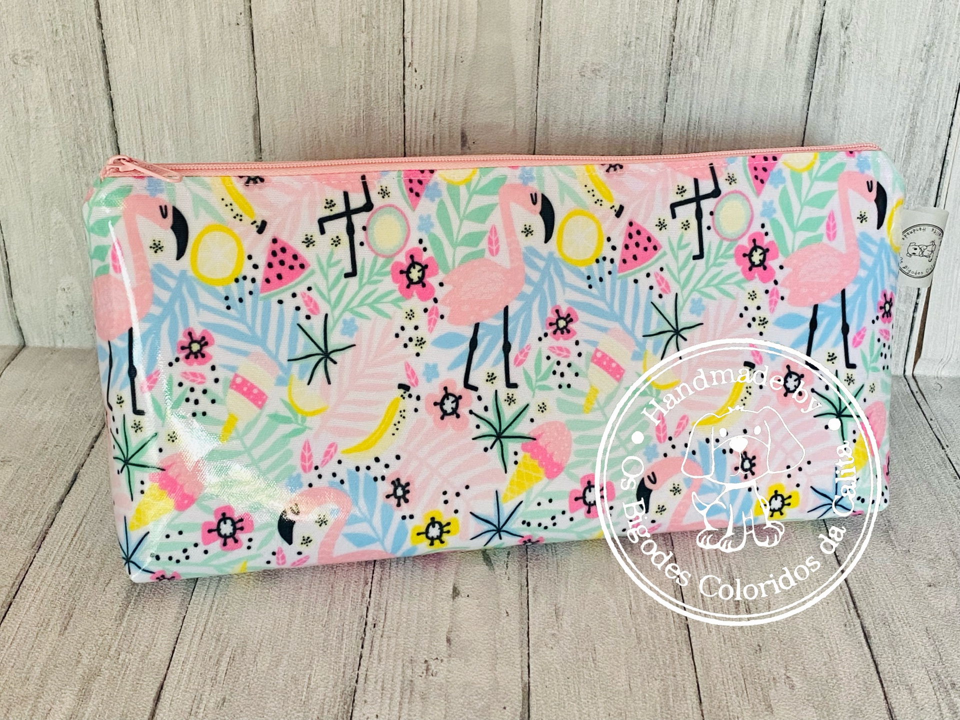 Necessaire Plastificada Grande Pink Flamingo