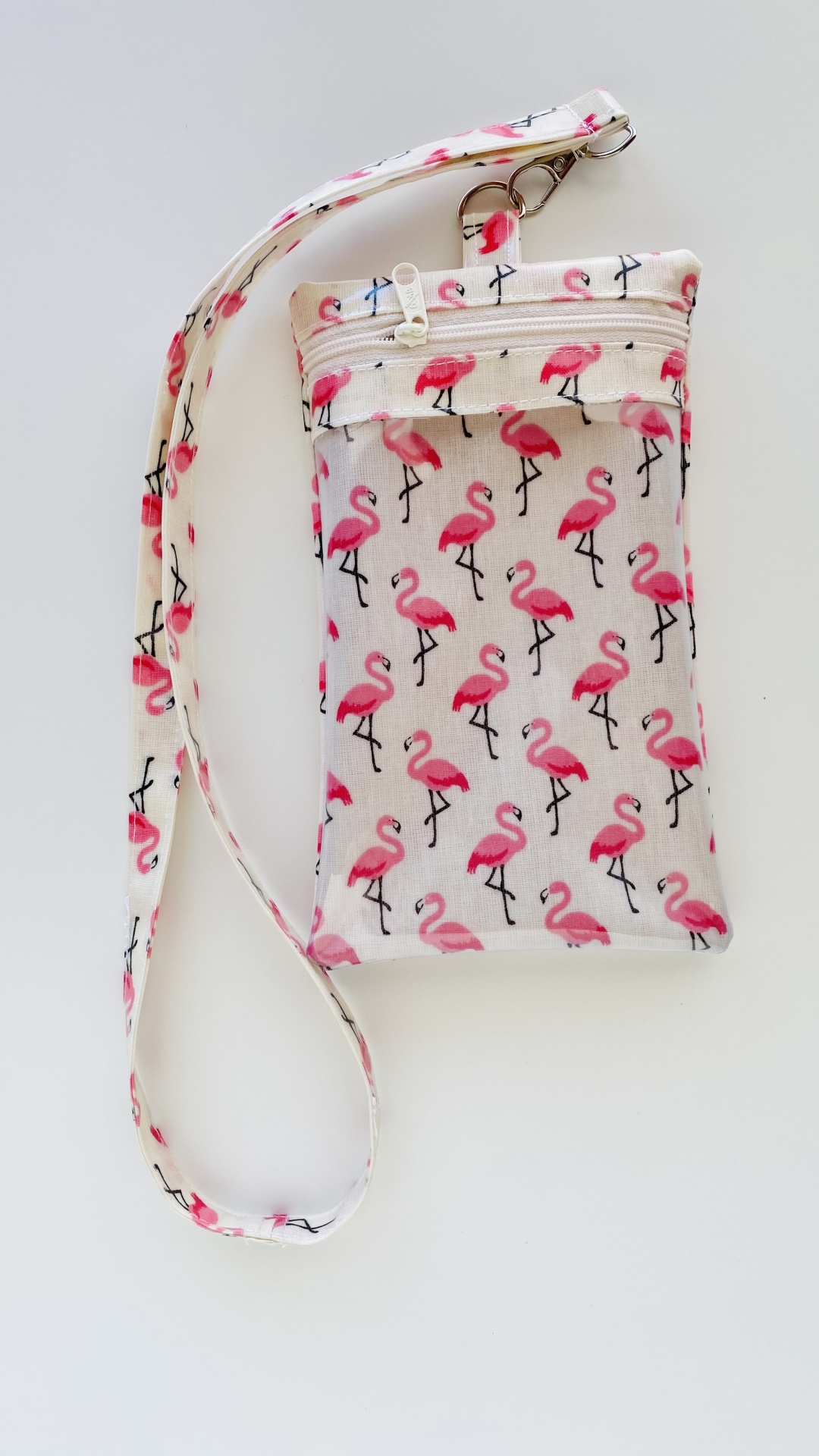 Bolsa Telemóvel Flamingos Creme