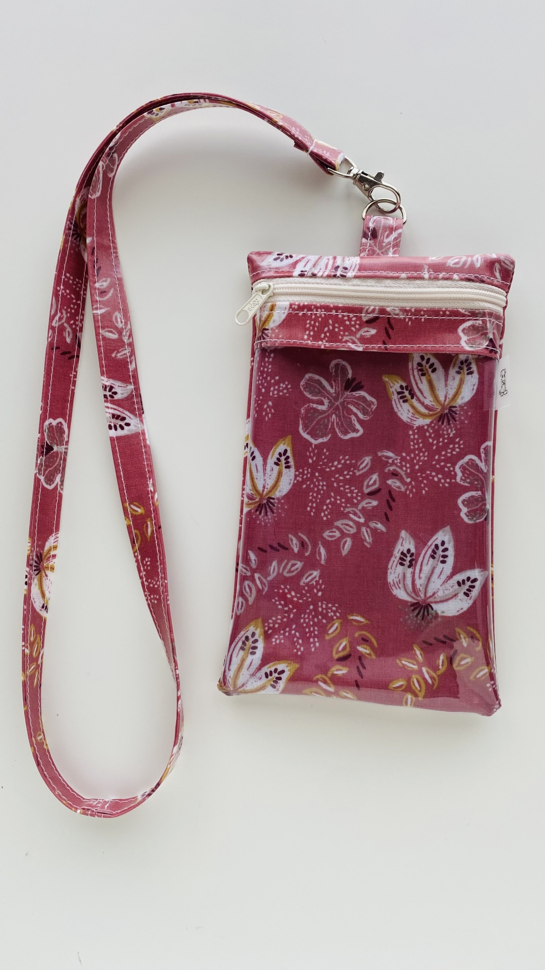 Bolsa Telemóvel Flores fundo rosa