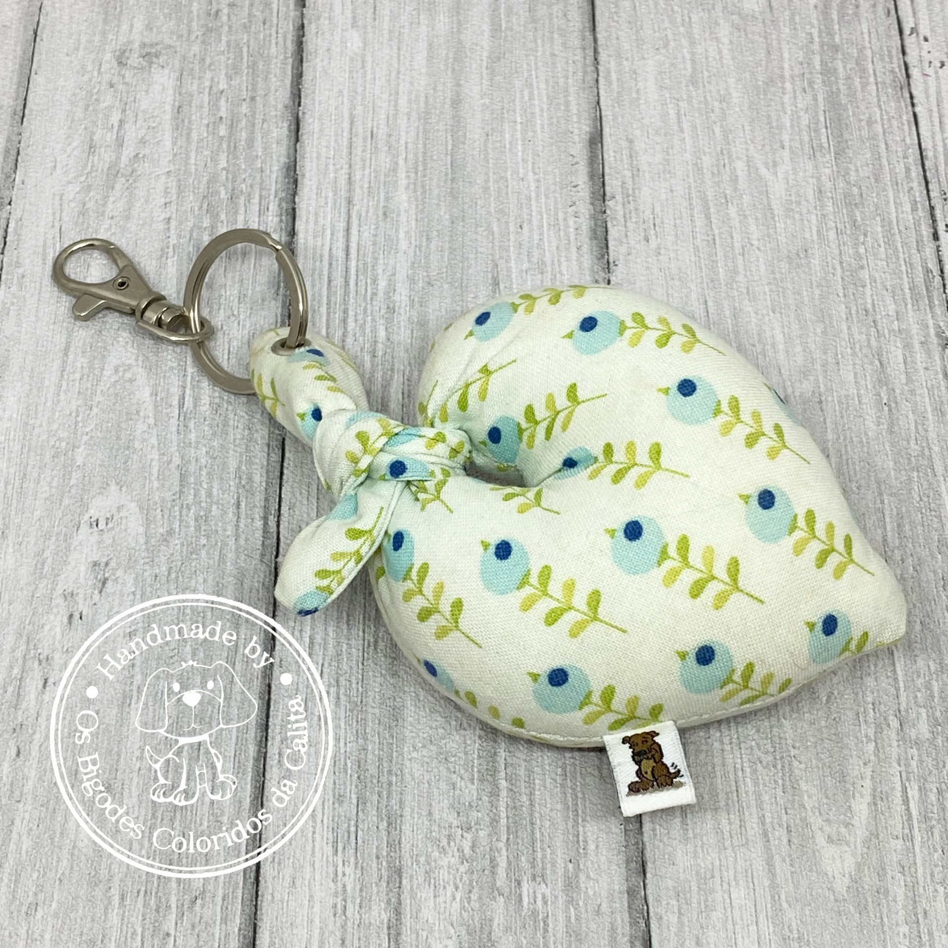 Porta-chaves coração Baby Flowers Blue