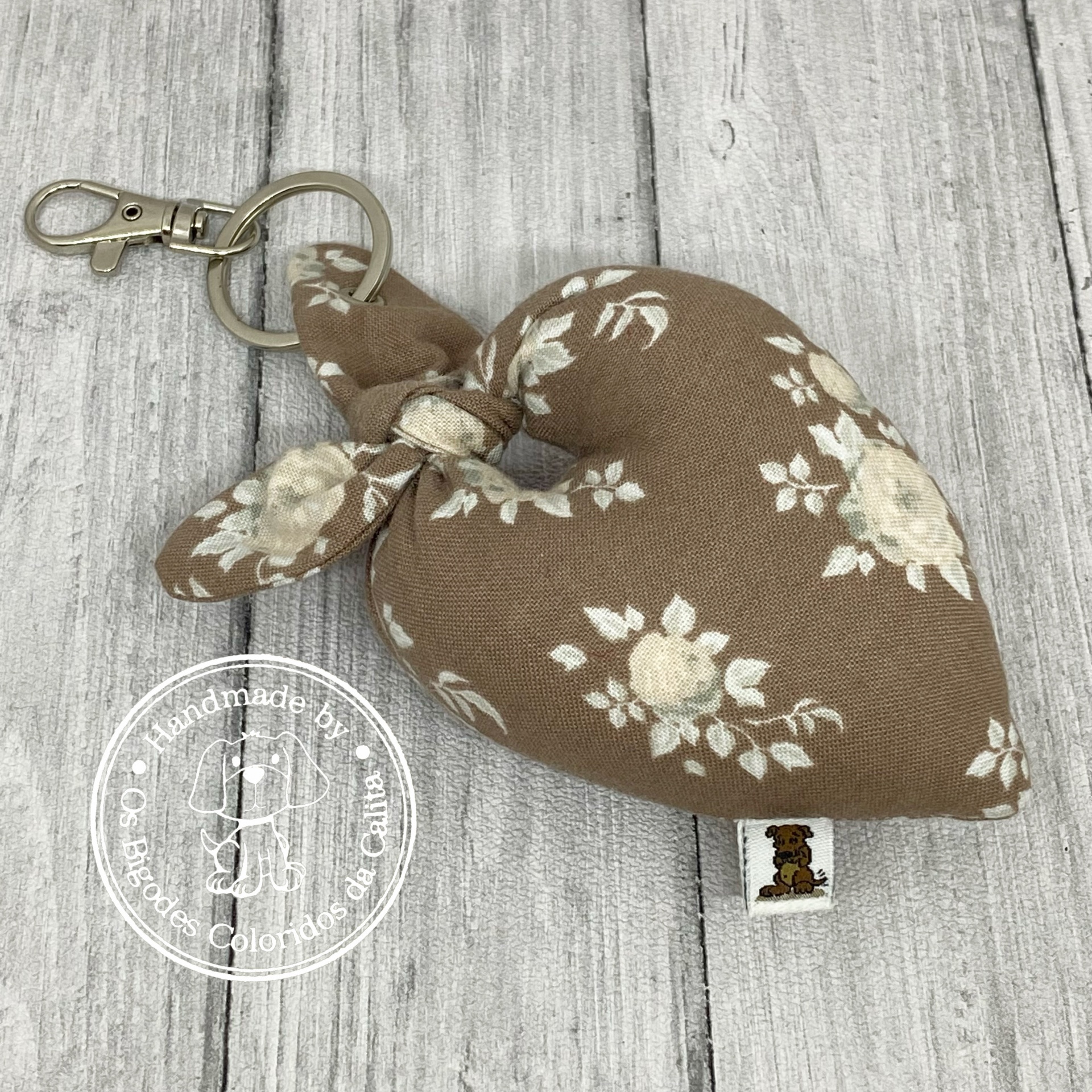 Porta-chaves coração Flores Cinza