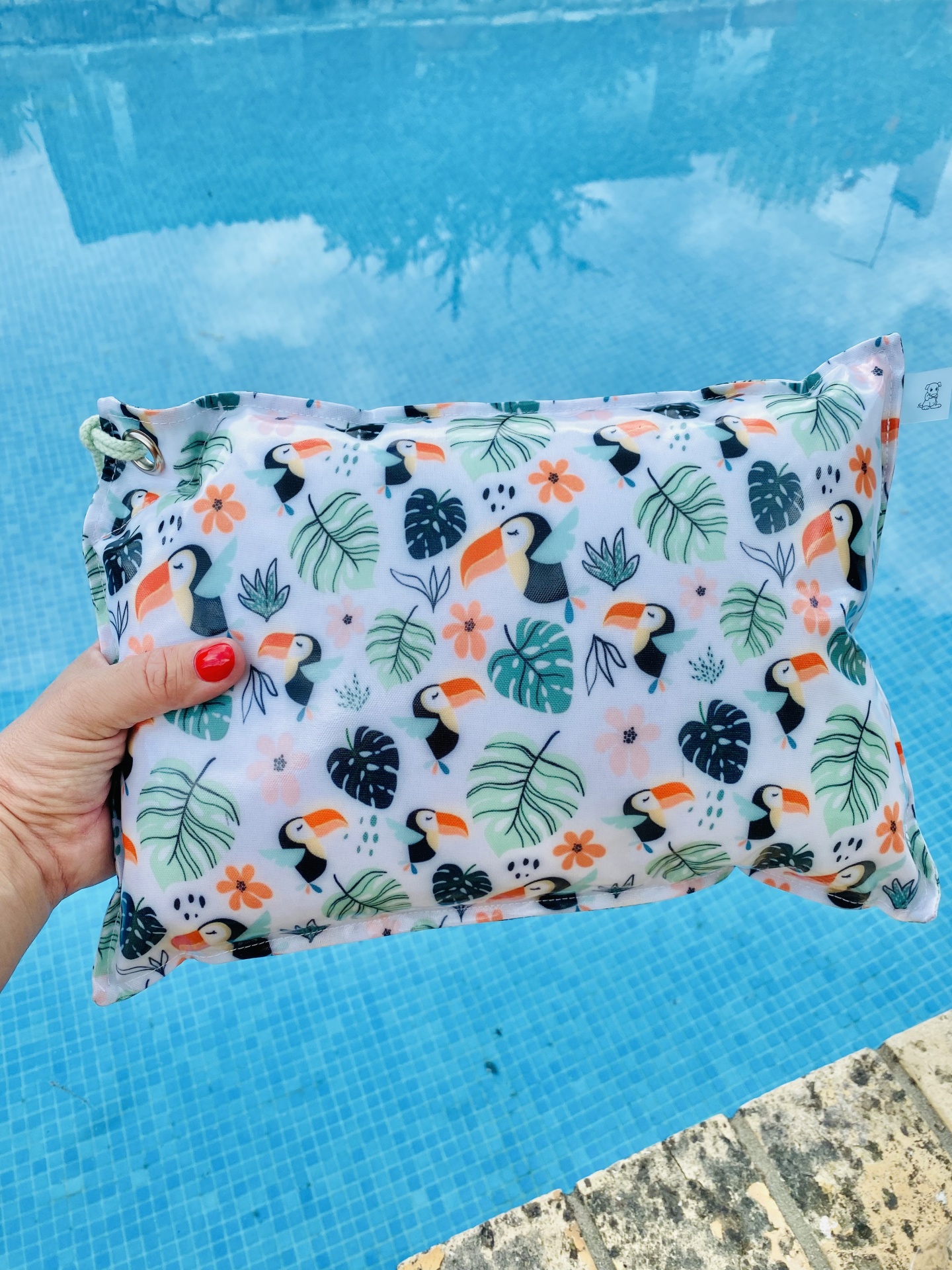 Almofada de Praia Tucanos Fundo Branco