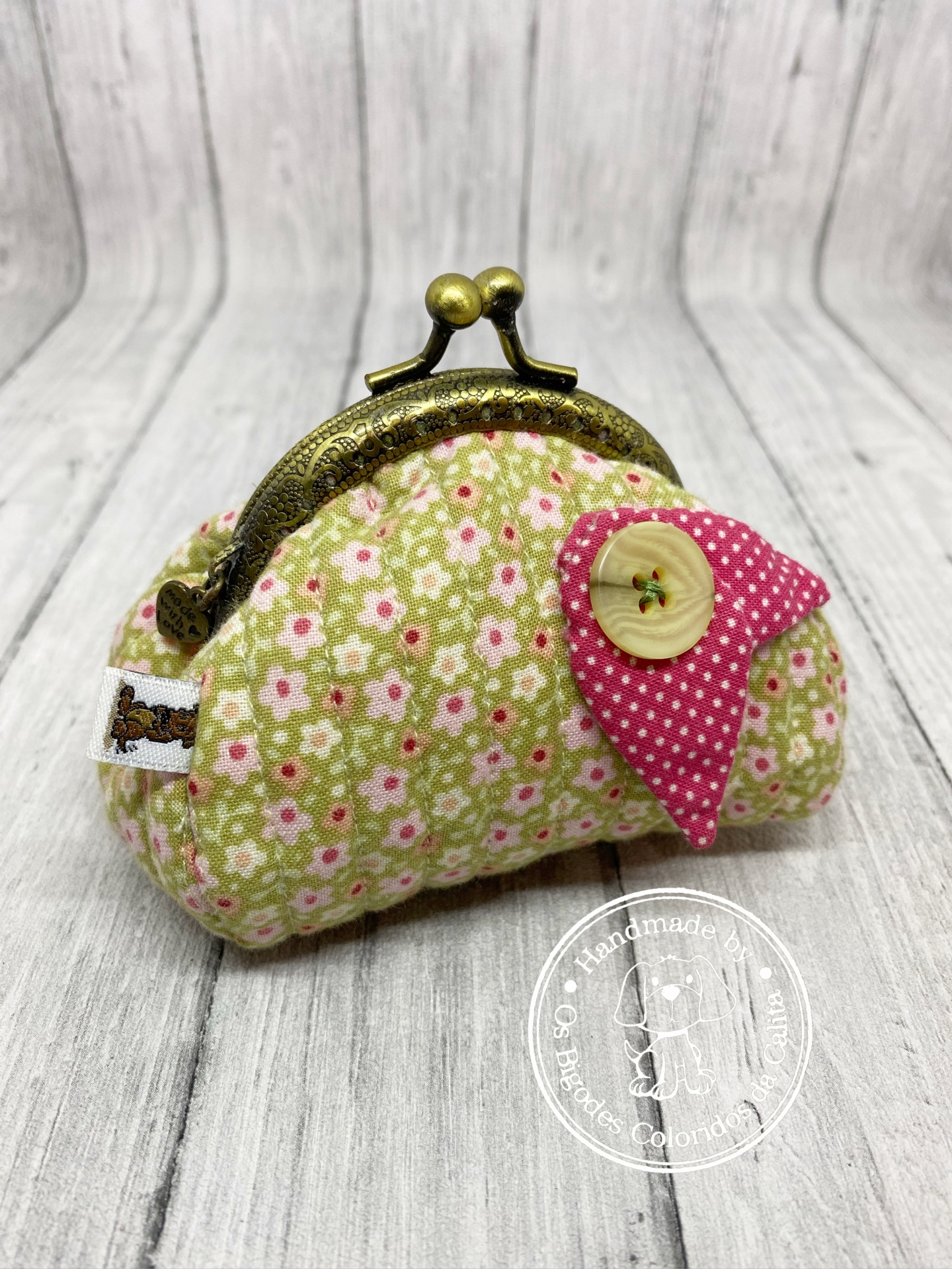 Porta-Moedas Fecho D'Avó Flores Verde