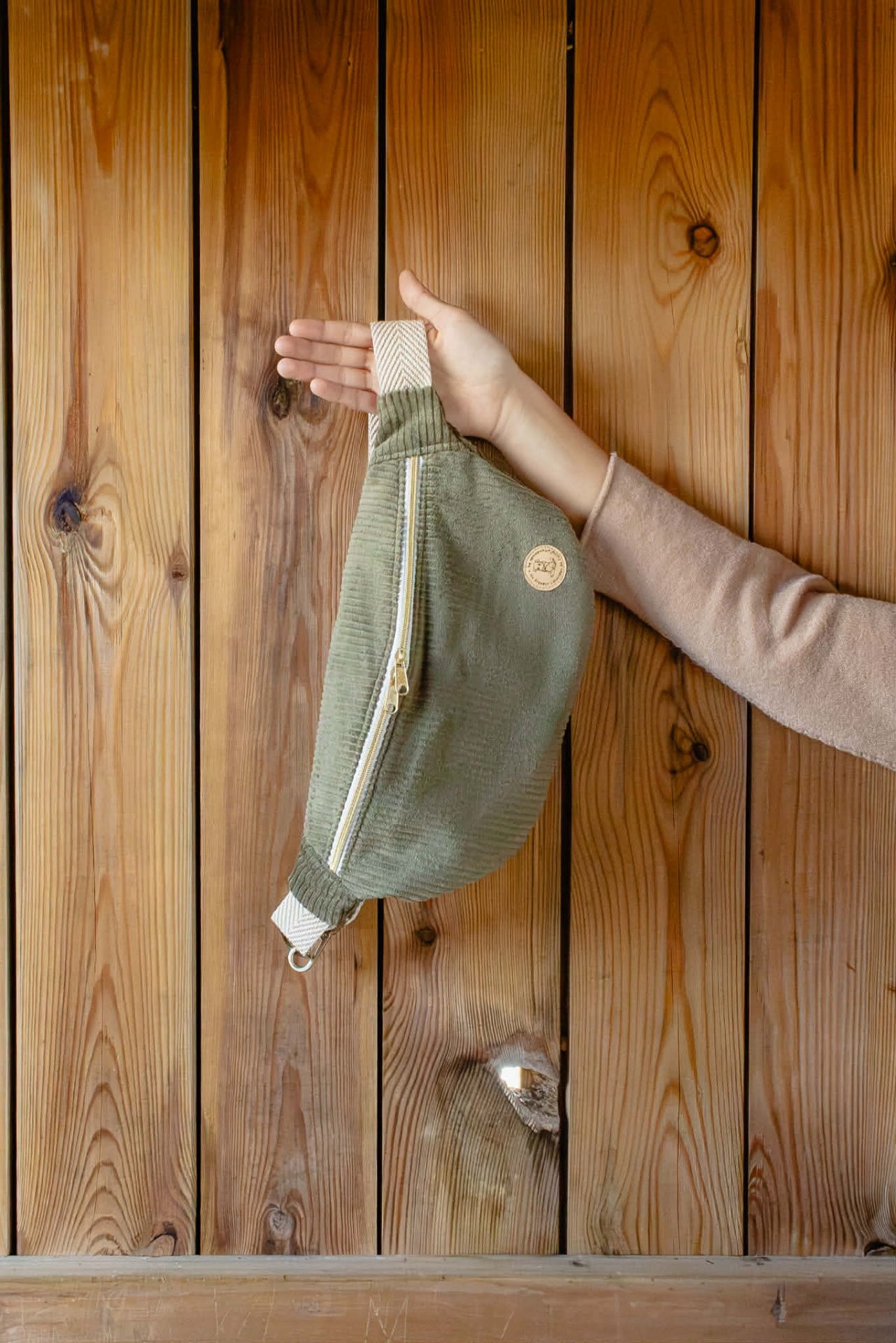 BumBag Bombazine Risca Larga Verde