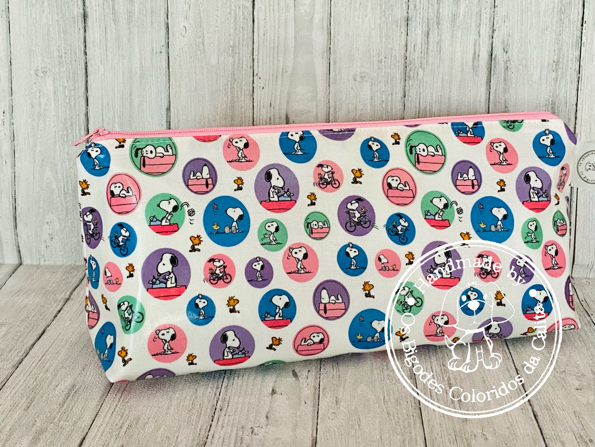 Necessaire Plastificada Grande Snoopy Bolinhas