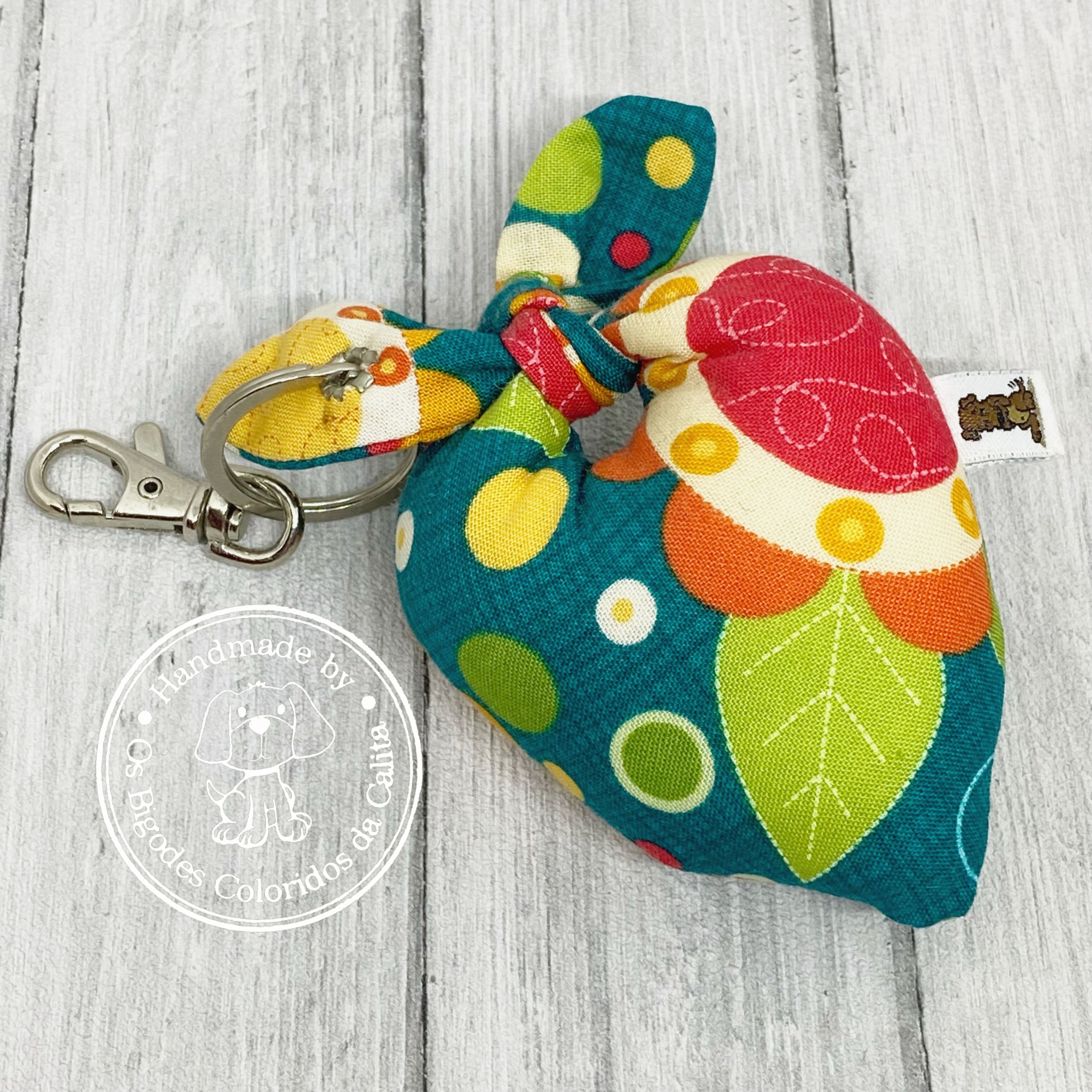 Porta-chaves coração Blue Flowers