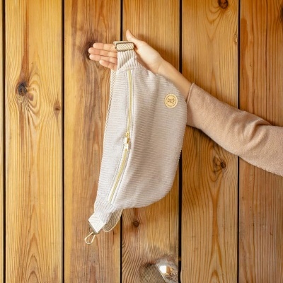 BumBag Bombazine Risca Larga Taupe