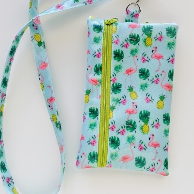 Bolsa Telemóvel Flamingos com Ananases