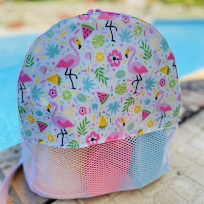 Mochila de Praia Flamingos Florais