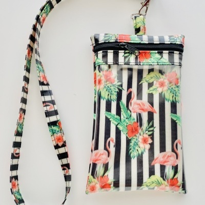 Bolsa Telemóvel Flamingos Riscas