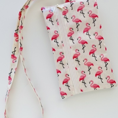 Bolsa Telemóvel Flamingos Creme