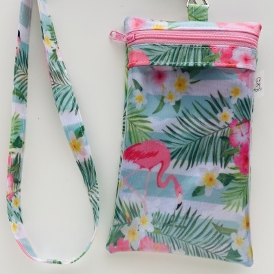 Bolsa Telemóvel Flamingos e Palmeiras
